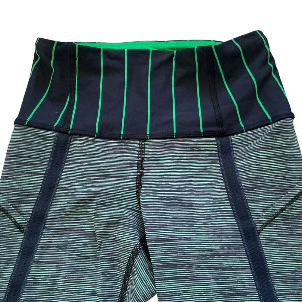 Lululemon can’t stop ankle leggings “we are from space” green bean slalom stripe
